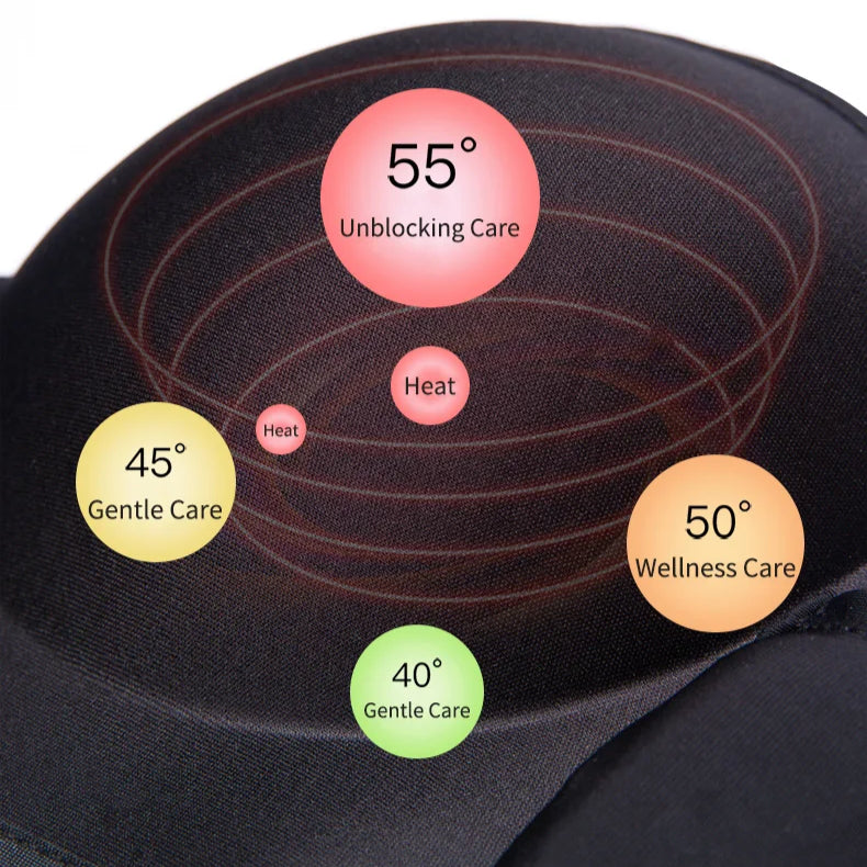 Vibration Breast Massager Bra - Adjustable, Wireless, Black, 12V, 15 Min Massage, Intelligent Temp Control, Comfortable Wear