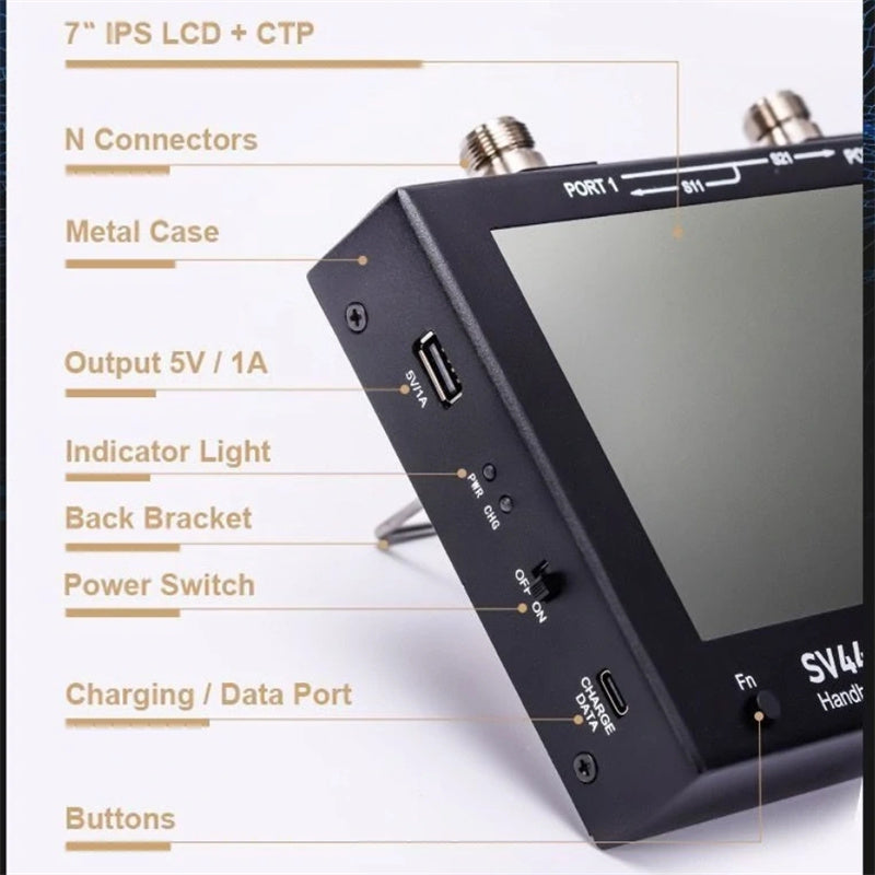 50KHz-4400MHz Vector Network Analyzer 7 inch Touch Screen 100db Dynamic NanoVNA Vector Network Analyzer