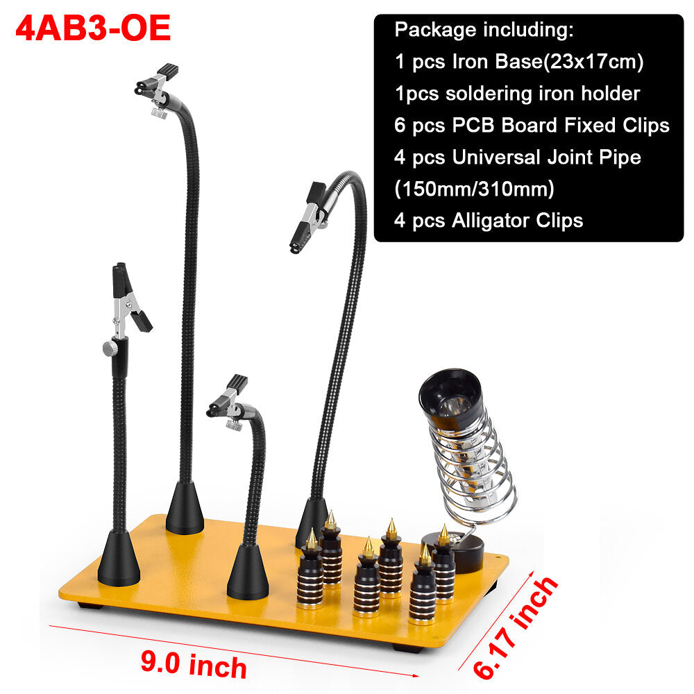 Magnetic Base Soldering Welding Third Hand PCB Holder with 3X LED Illuminated Magnifier Lamp Welding Tool Kit