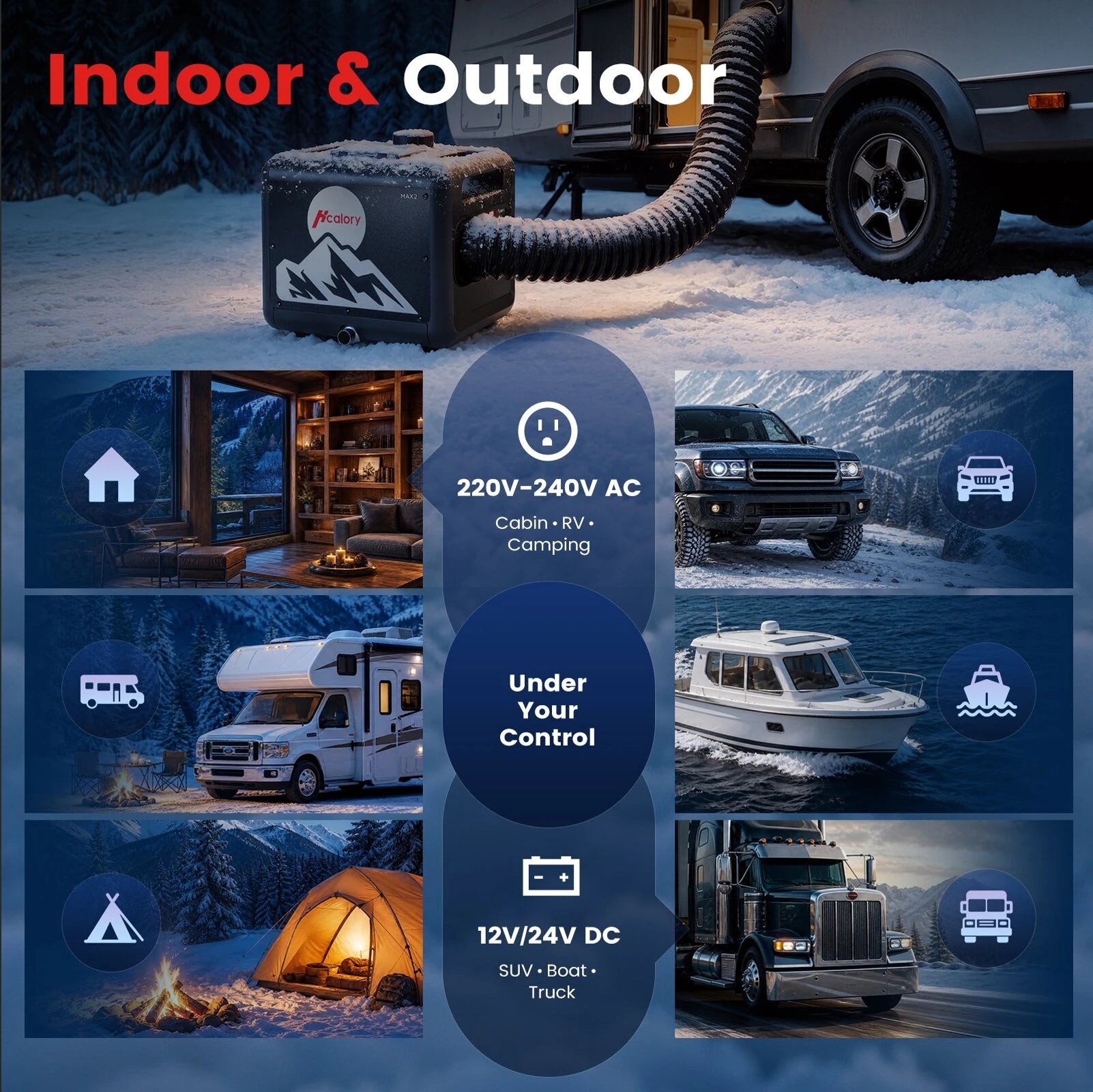 MAX 2 8KW 7.9L All-in-One Diesel Air Heater, App Control, Wireless Temperature Sensor & Adaptive Mode for RV, Camper & Truck