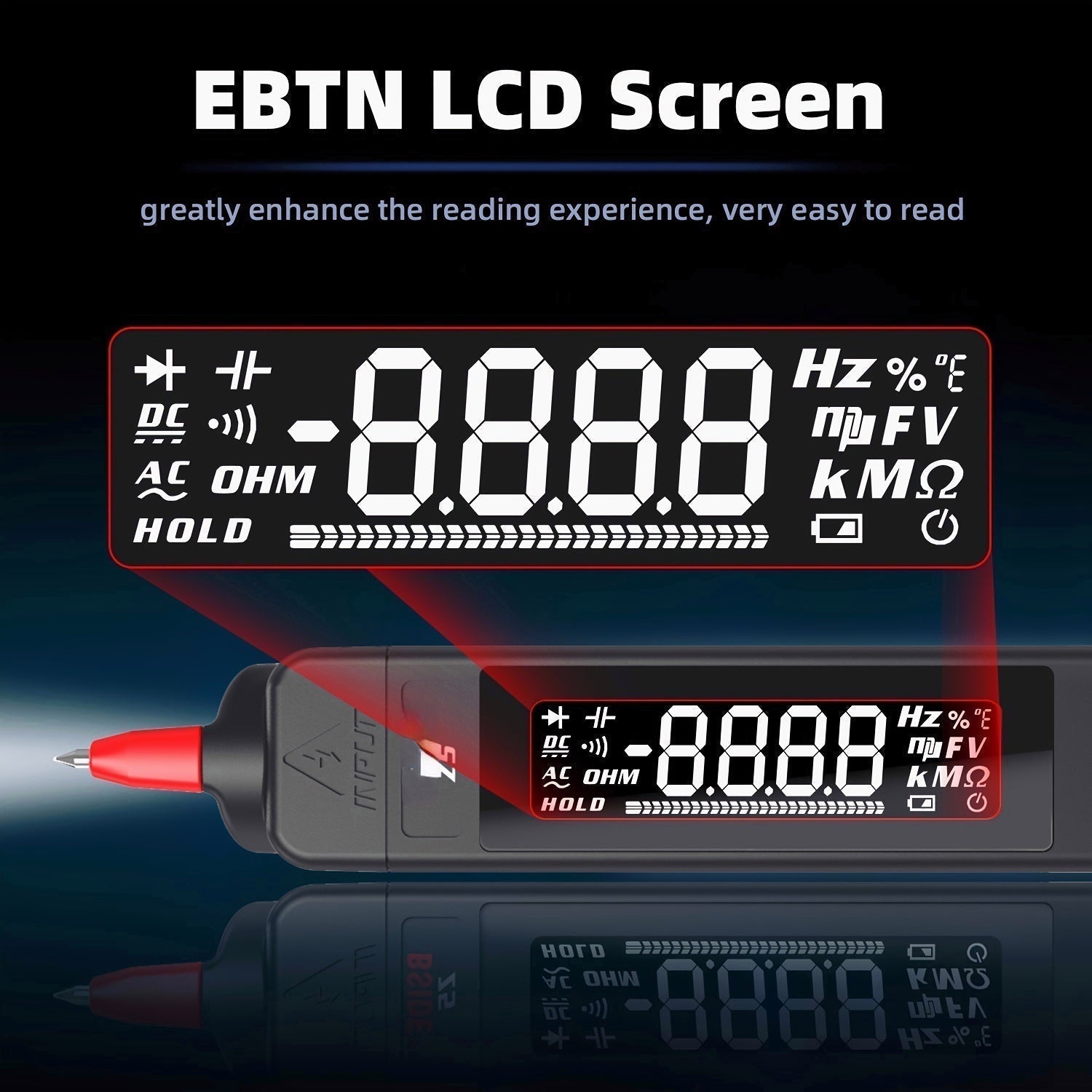 Digital Multimeter Smart Pen Tester Autoranging 6000 DC AC Voltage Capacitance