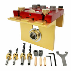 3 In 1 Woodworking Dowelling Jig Adjustable Pocket Hole Jig Kit Wood Drilling Guide Tenon Puncher Locator