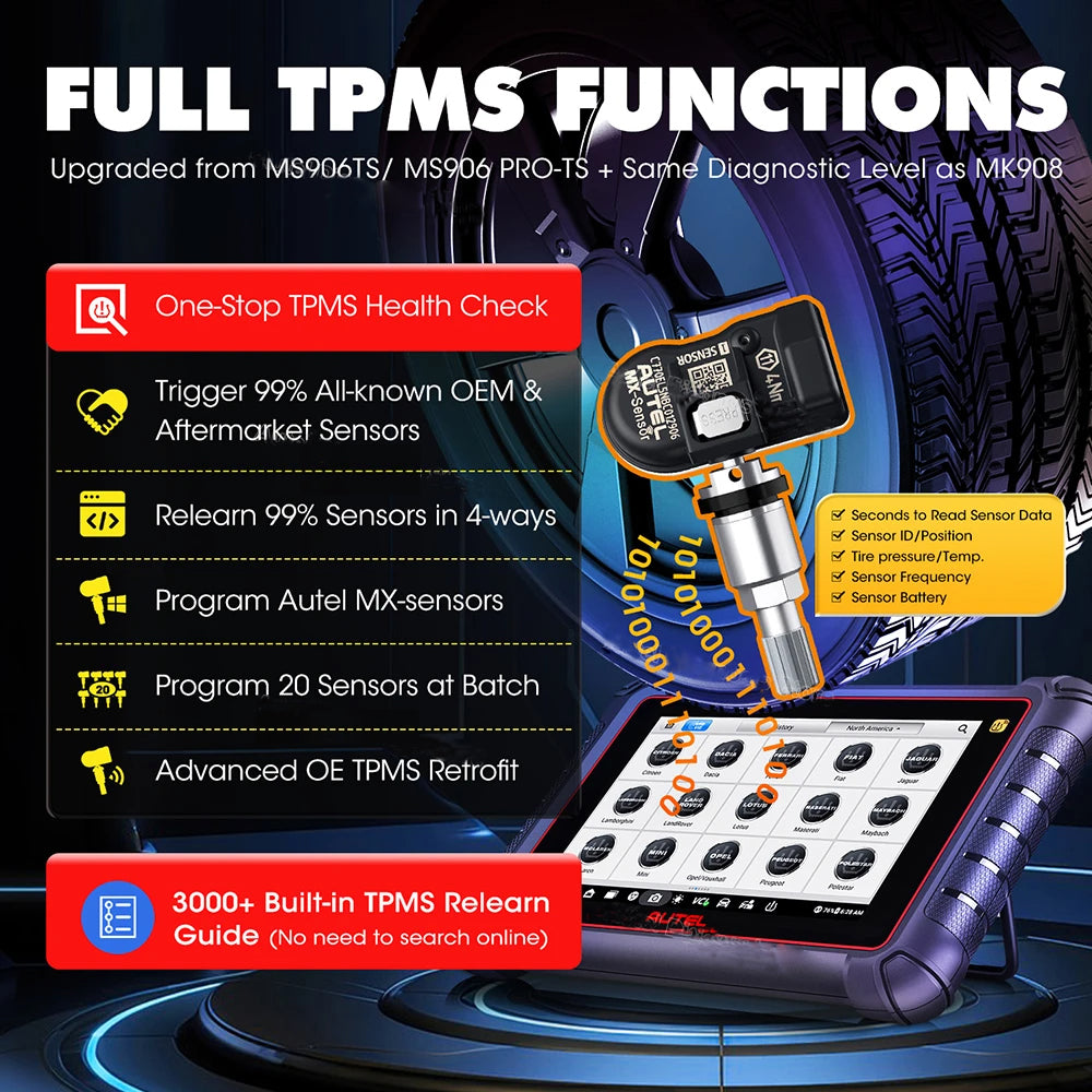 OBD2 Code Reader Car Diagnostics Scanner TPMS Programming Tools CAN FD DoIP Upgraded of MP808S TS MP900BT