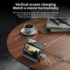 Multifunctional 4-in-1 Wireless Charger Station for Phones, Apple Watch & Earbuds - Fast Charging, Black, ABS Plastic