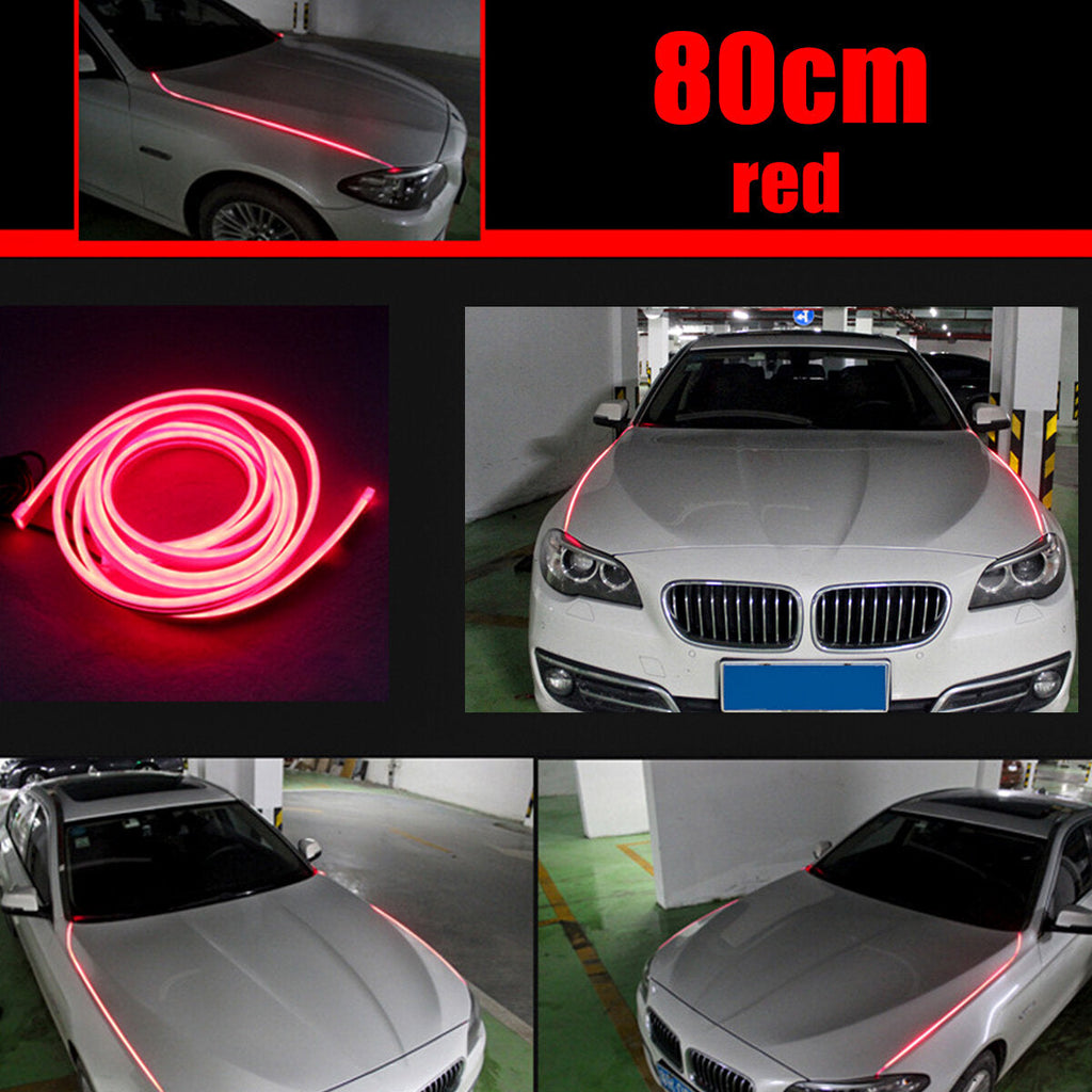 2PCS Hood LED Light Strip Grilles Under Spoiler Scanning LED Knight Rider