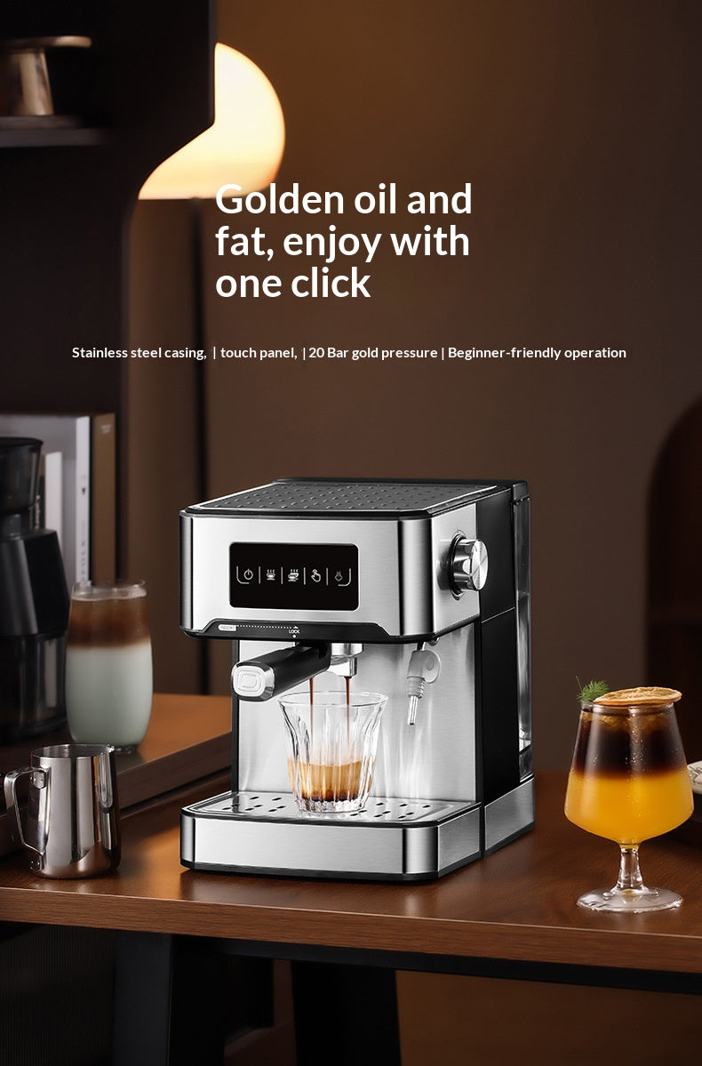 850W 20Bar Semi Automatic Espresso Coffee Machine With 1.5L Removable Tank 360° Steam Wand for Latte Home Cafe