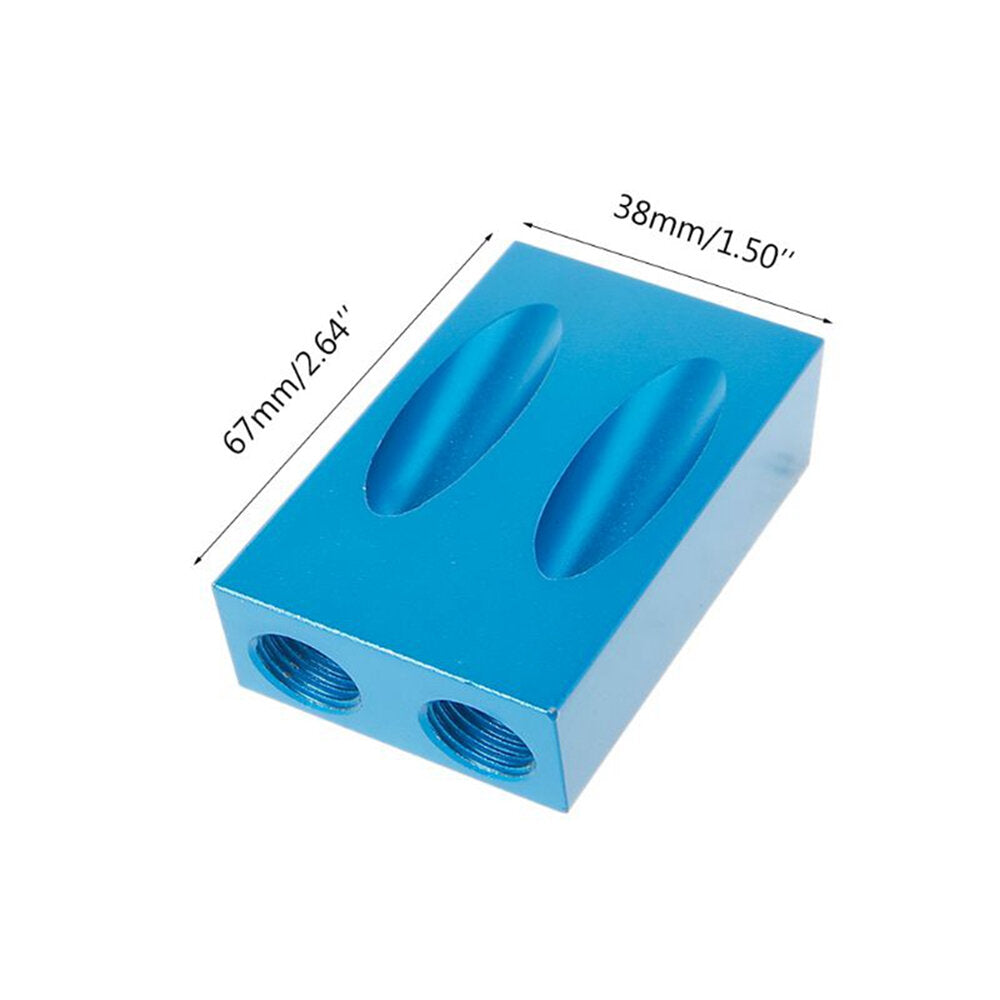 Aluminum Alloy Drill Guide Set with 15° Angle, 6/8/10mm Bits for Woodworking - Adjustable Hole Locator, Blue/Black