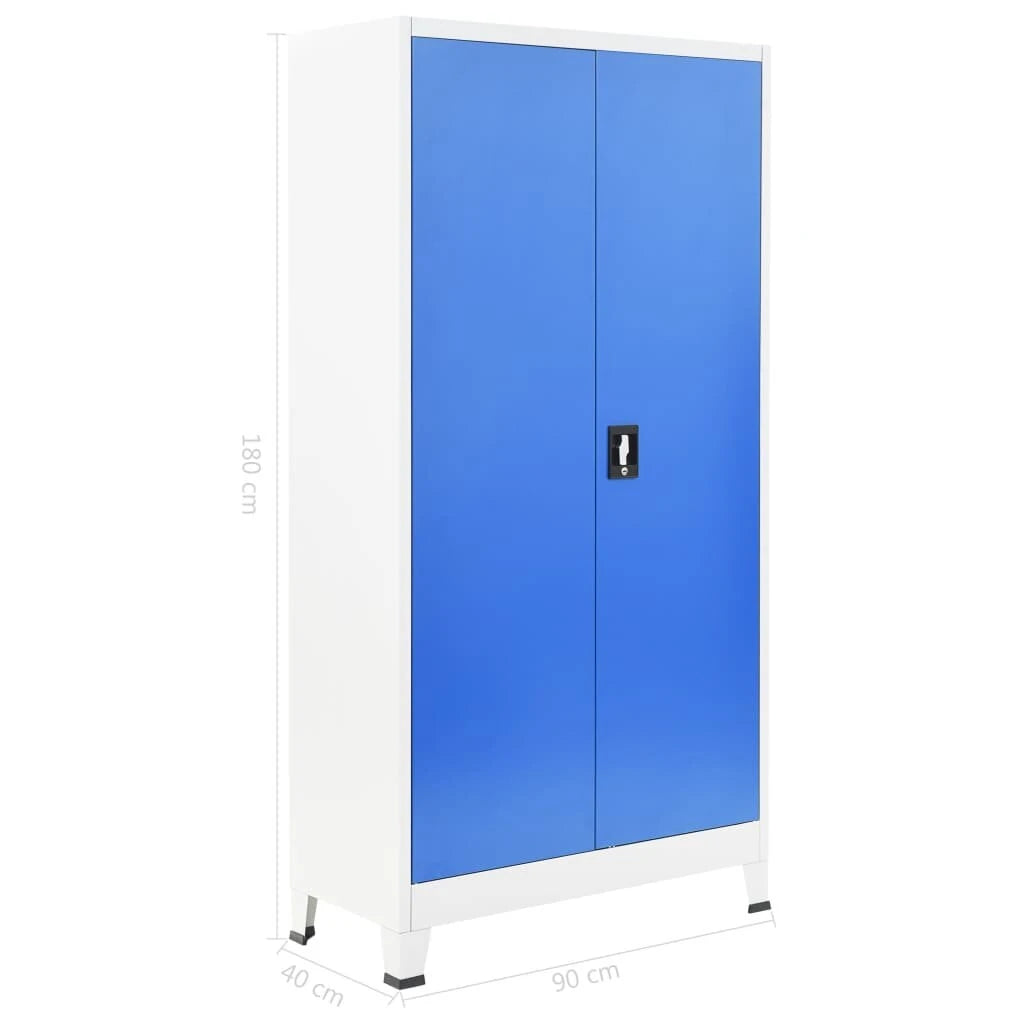 Locker cabinet with 2 doors 90x40x180 cm metal gray and blue