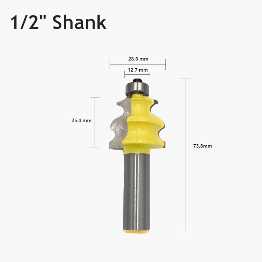 8mm 1/2 Inch Shank Oblique Arc Curve Line Router Bit Architectural Molding Woodworking Milling Cutter Carving Knife