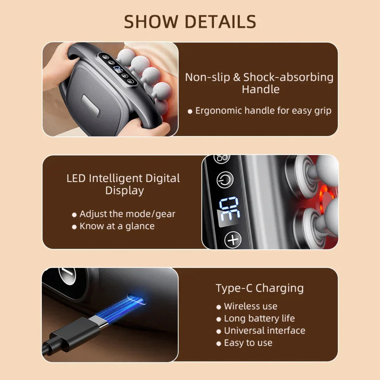 16-Head Body Massage Gun - Full Body Muscle Massager for Arms, Waist, Back, Thighs, Calves, Shoulders, and Feet