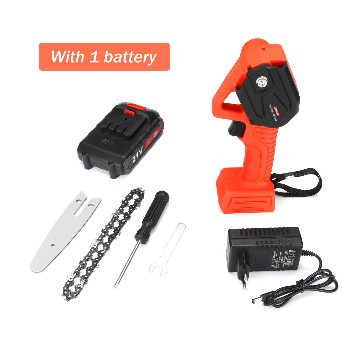 600W 4 Inch Cordless Electric Chain Saw Wood Cutter Tools Garden Woodwork