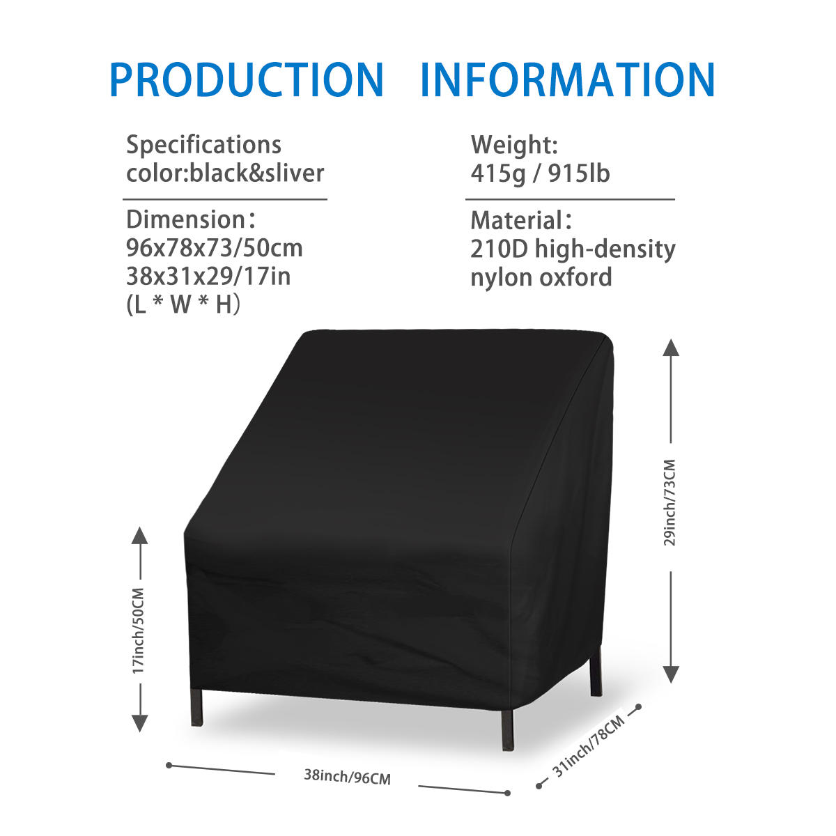 Waterproof Outdoor Chair Sofa Covers High-density Nylon Oxford Furniture Protection Case