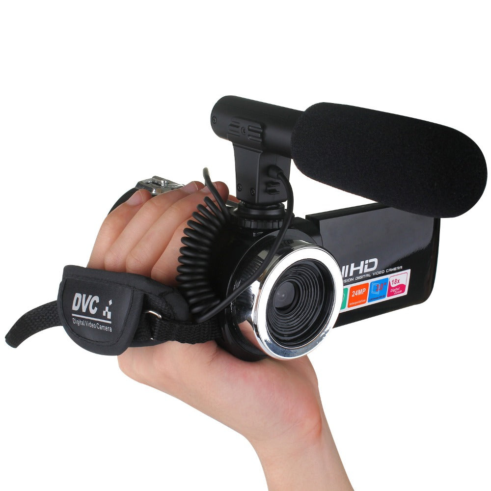 4K Full HD 1080P 24MP 18X Zoom 3 Inch LCD Digital Camcorder Video DV Camera 5.0MP CMOS Sensor for YouTube Vlogging