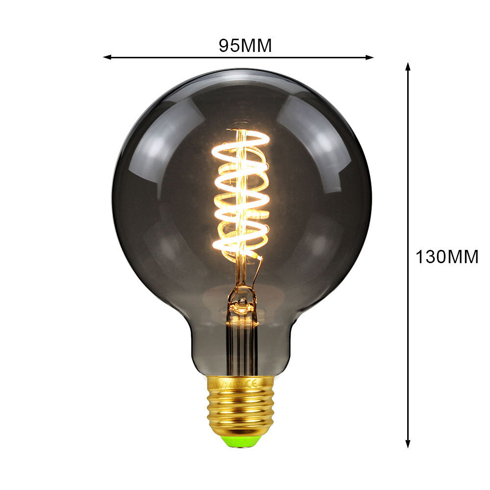 Lighting Designer 2700K 4W Dimmable LED Incandescent Light Bulb Gray Glass Bulb Filament Lamp Retro Decor