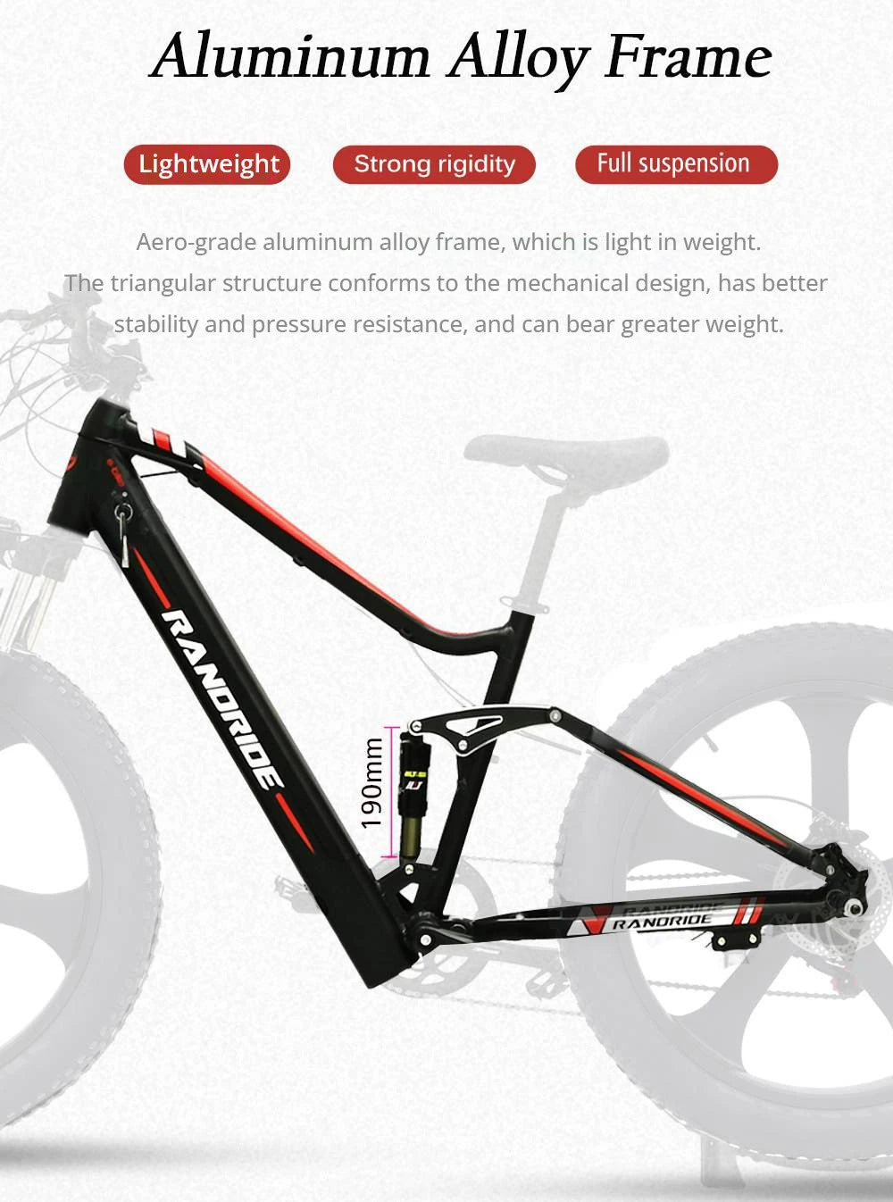 Electric Bike 48V 13.6AH 1000W Electric Bicycle 26 Inch 70-90KM Mileage Range Max Load 150KG