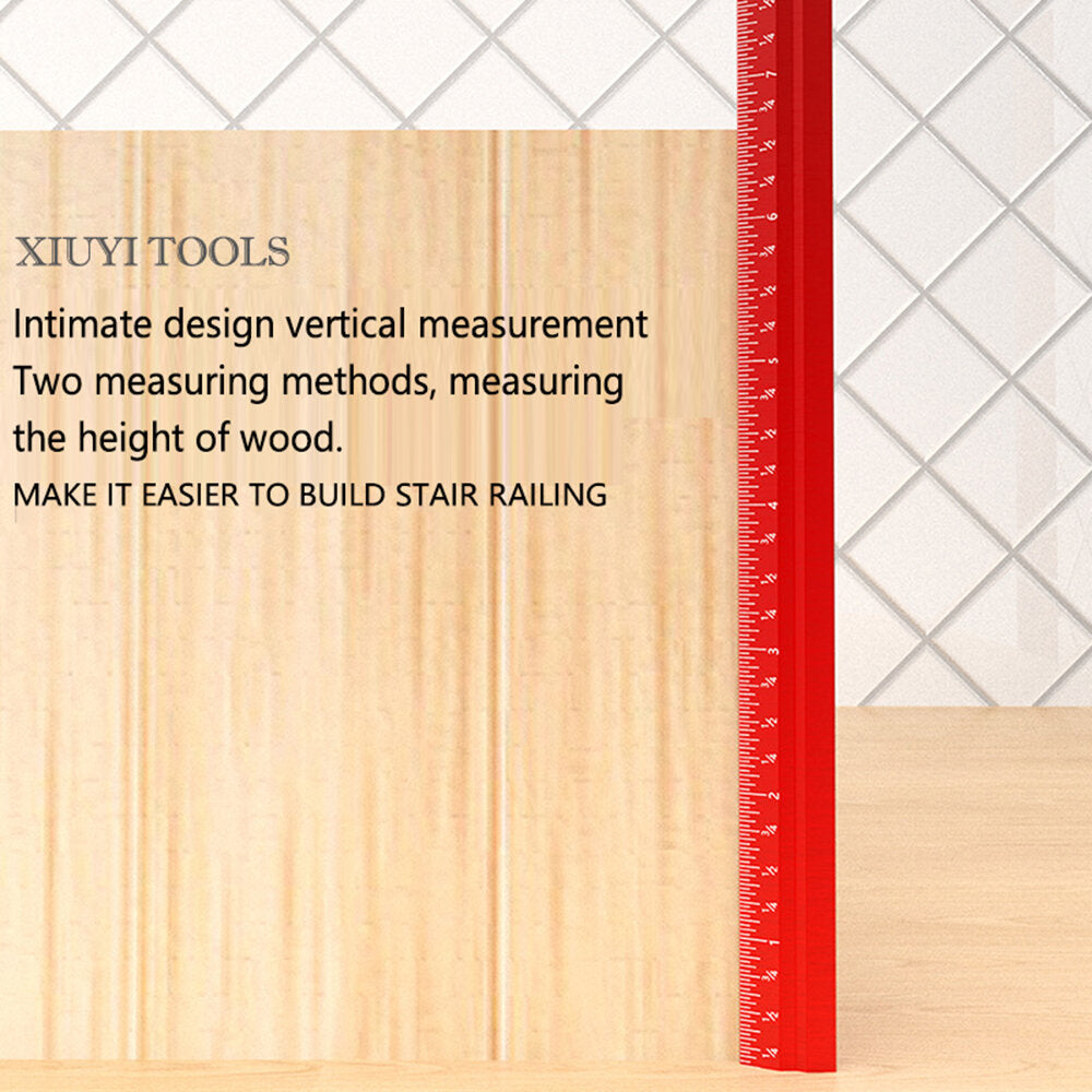 CNC Precision Woodworking Ruler - Durable Aluminum Alloy, V-Shaped, 12" & 330mm, Vertical/Horizontal Measurements
