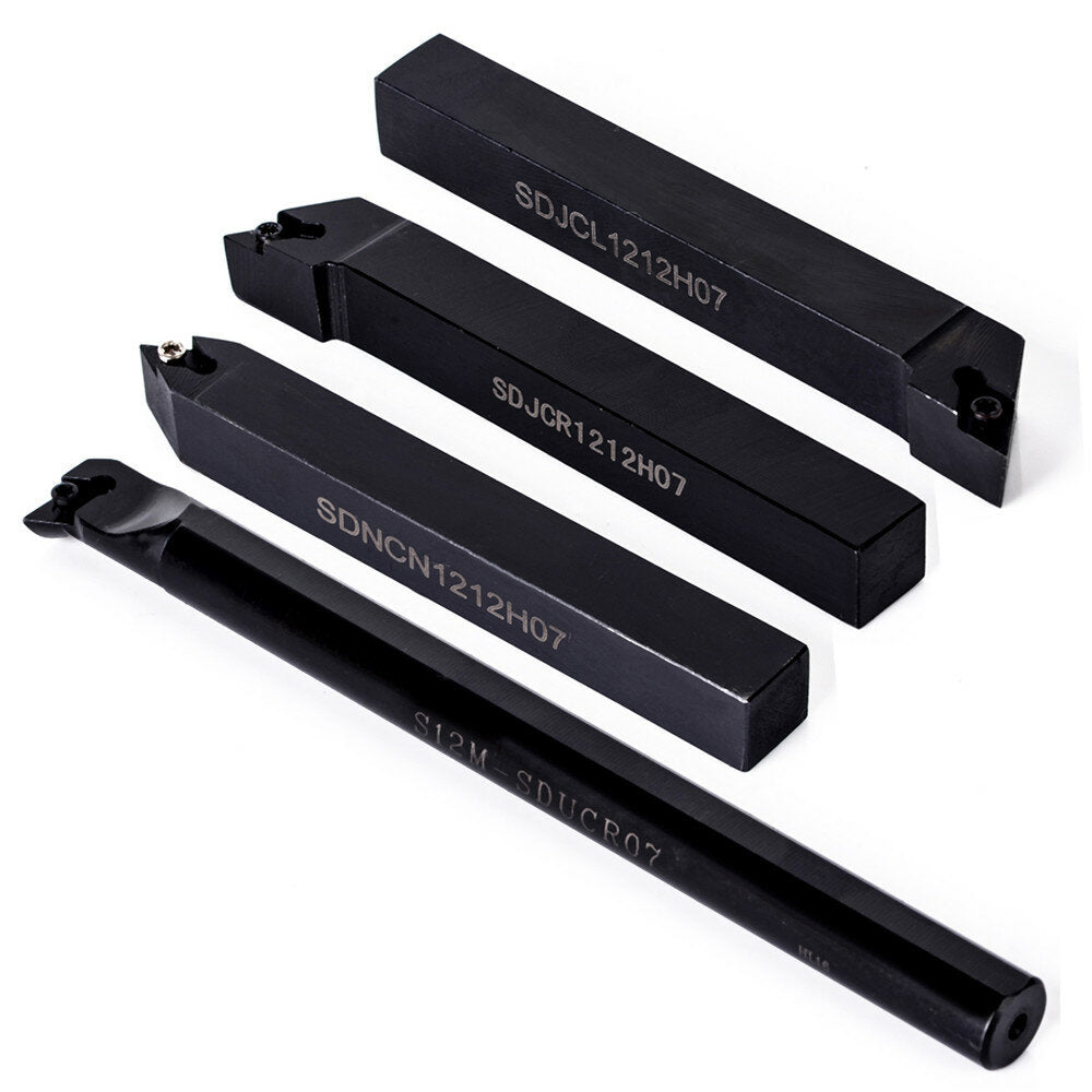 10pcs DCMT070204 Carbide Inserts with 4pcs 12mm Lathe Boring Bar Turning Tool Holder