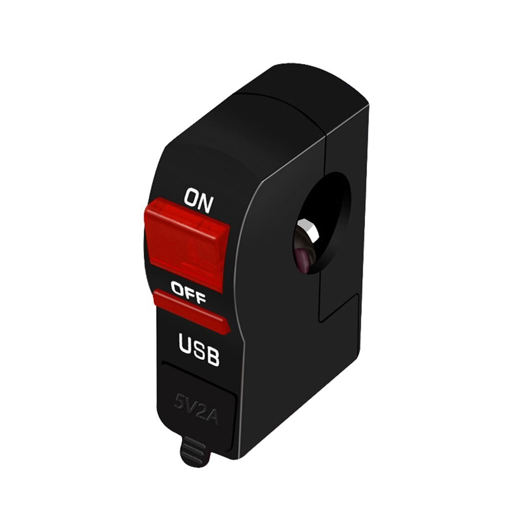 12V Motorcycle USB Charging Light ON OFF Handlebar Switch with Indicator Light Waterproof ATV Fog Spot