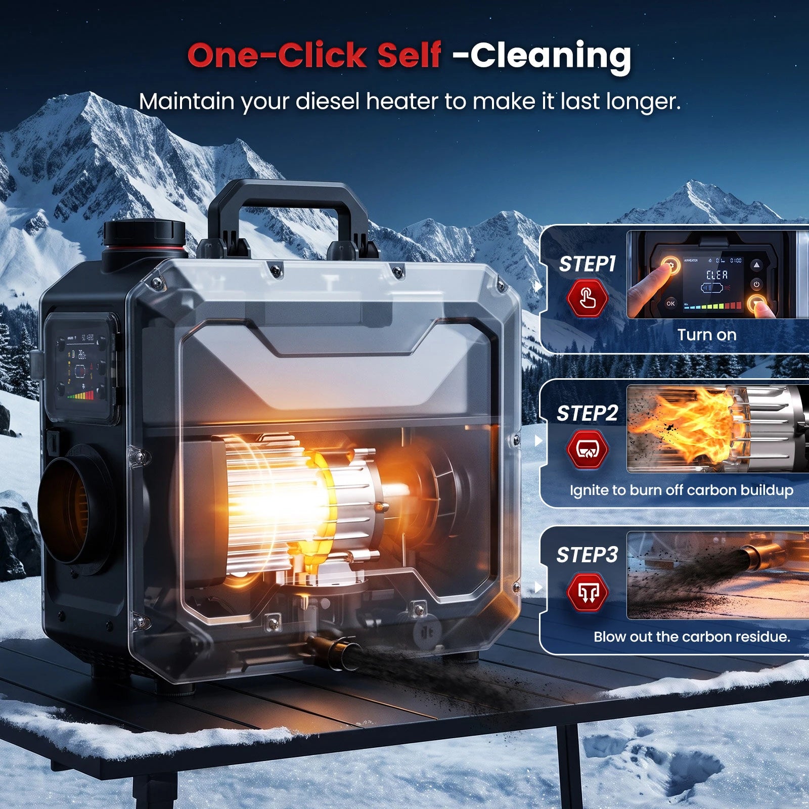 8KW 6L All-in-One Diesel Air Heater, App Control, Wireless Temperature Sensor & Auto Start/Stop for Car, Truck, RV & Camper