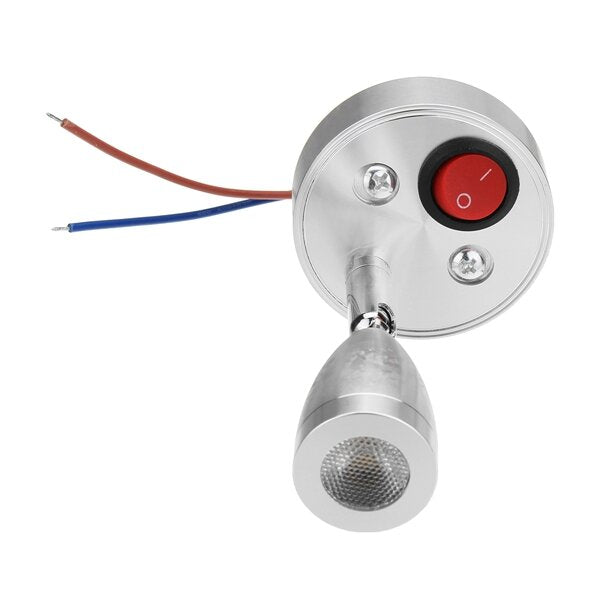 12V 3W Interior LED Spot Reading Lamp with Switch for Caravan Bedside Wall Cabinet Closet Light