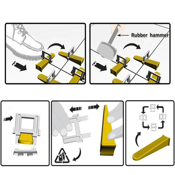 500Pcs Clips+200Pcs Wedges Tile Leveling System Spacer+Pliers