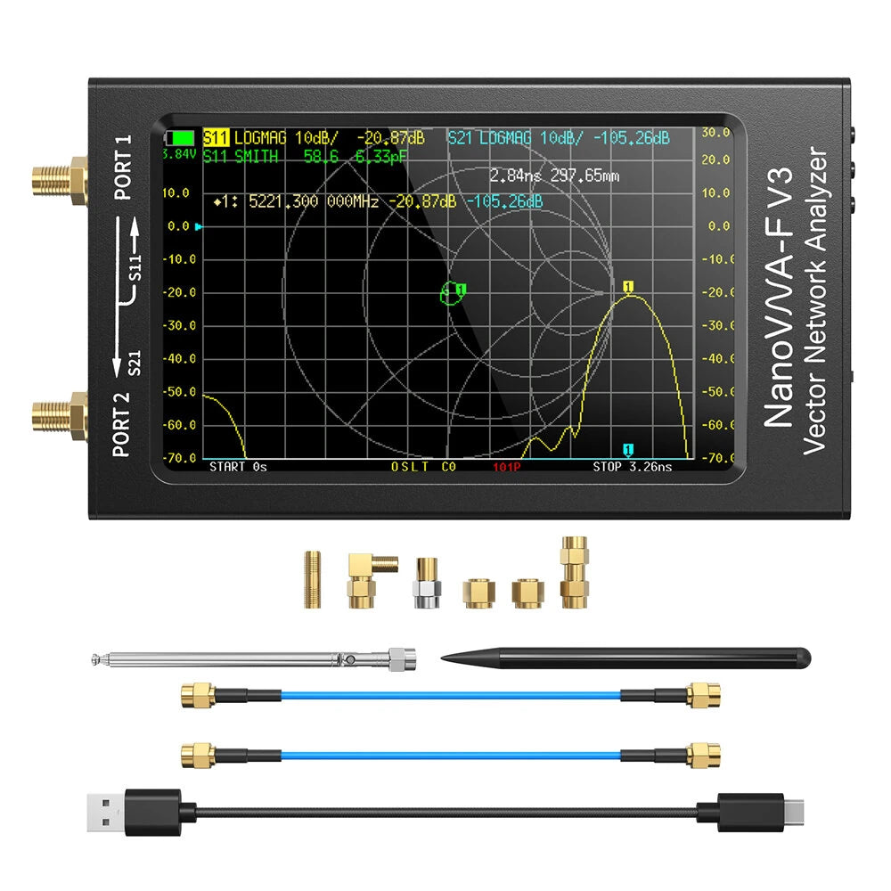 Vector Network Analyzer 1MHz to 6GHz TDR Function 4.3 Inch Resistive Touchscreen High Accuracy Fast Sweep Speed VNA Analyzer