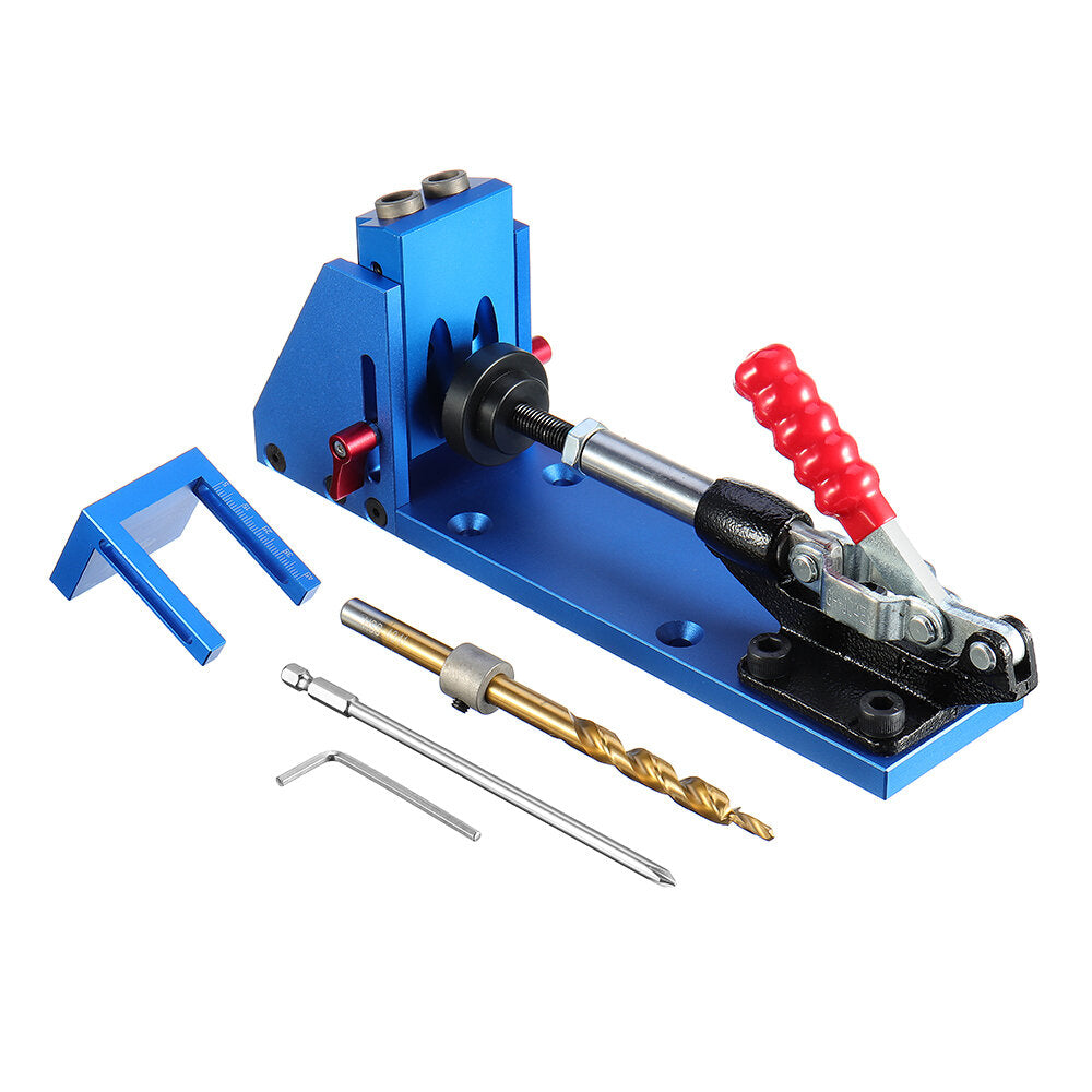 Aluminum Alloy Pocket Hole Jig System Woodworking Drill Guide with Toggle Clamp 9.5mm Step Drill Bits
