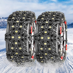 2pcs Full Cover Tire Snow Chains Anti-Slip Sand Muddy Roads with Quenched Steel Studs Winter Safety Emergency Necessities