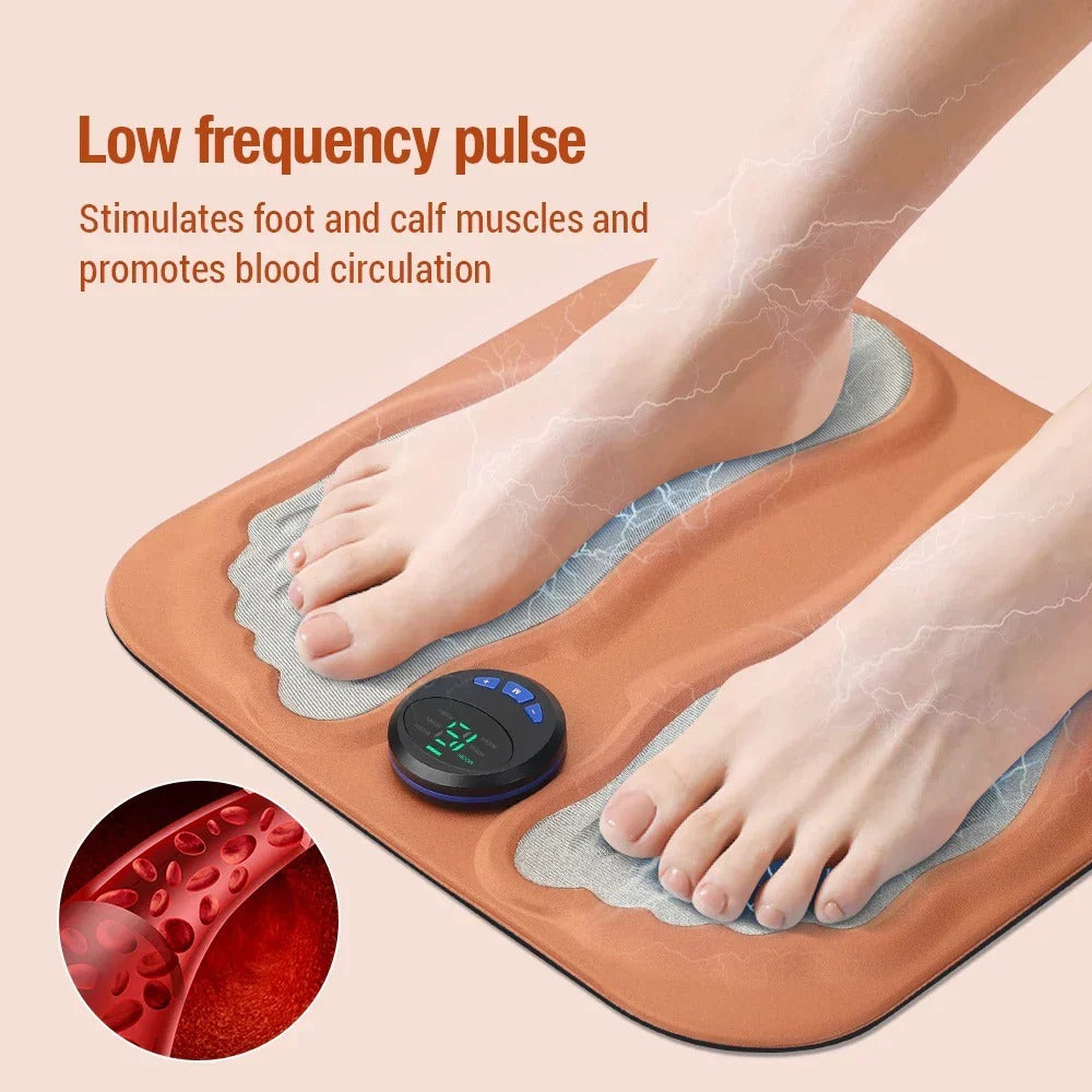 3D Foot Massager Pad with 8 Modes, 29 Intensities, RF Remote, Ergonomic Design for Relaxation & Slimming - Orange