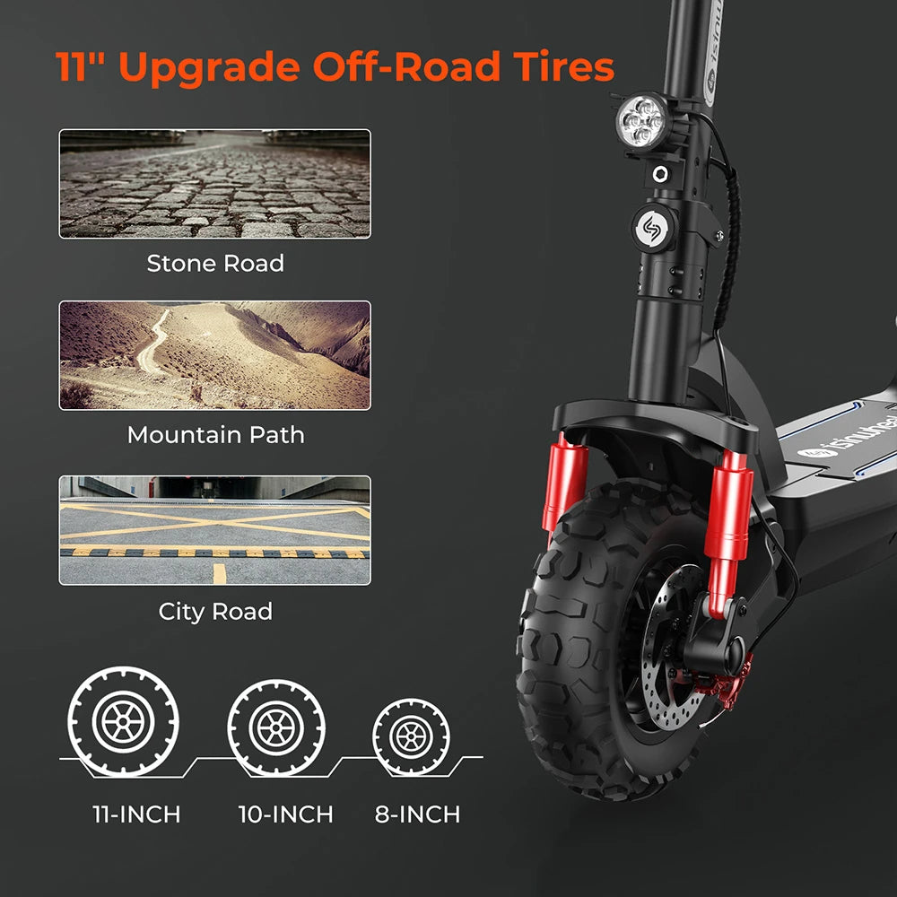 48V 15Ah Electric Scooter, 800W Motor, 11 Inch Folding Moped E-Scooter, Top Speed 25KM/H, 45KM Mileage Range, 150KG Max Load for Adults