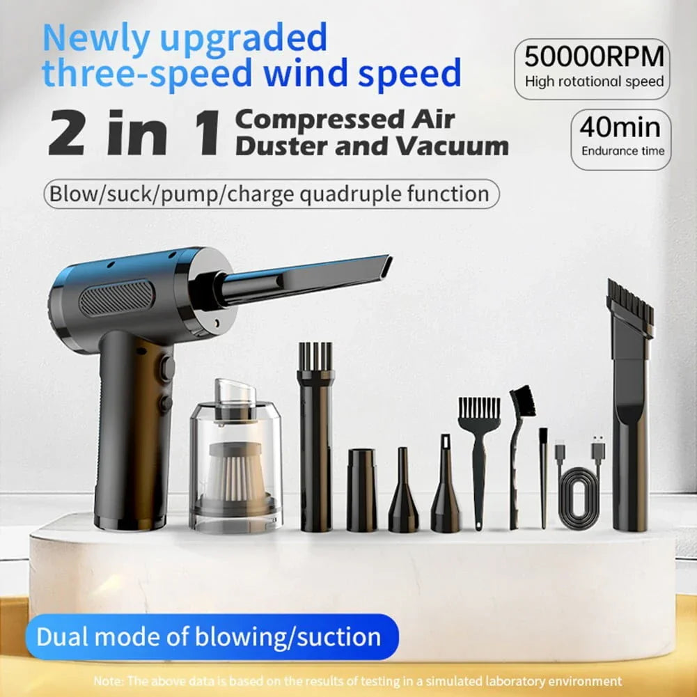 50,000RPM Cordless Dust Blower - Handheld Air Pump for Car, Keyboard, PC Cleaning | Portable & High-Power