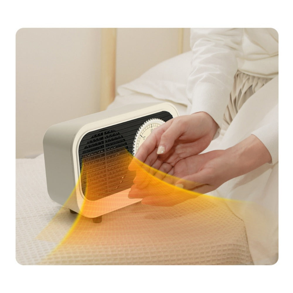 Retro Style Electric Space Heater - Mini Indoor Fan, Quiet Ceramic Heating, Overheat Protection, 250V for Bedroom/Office