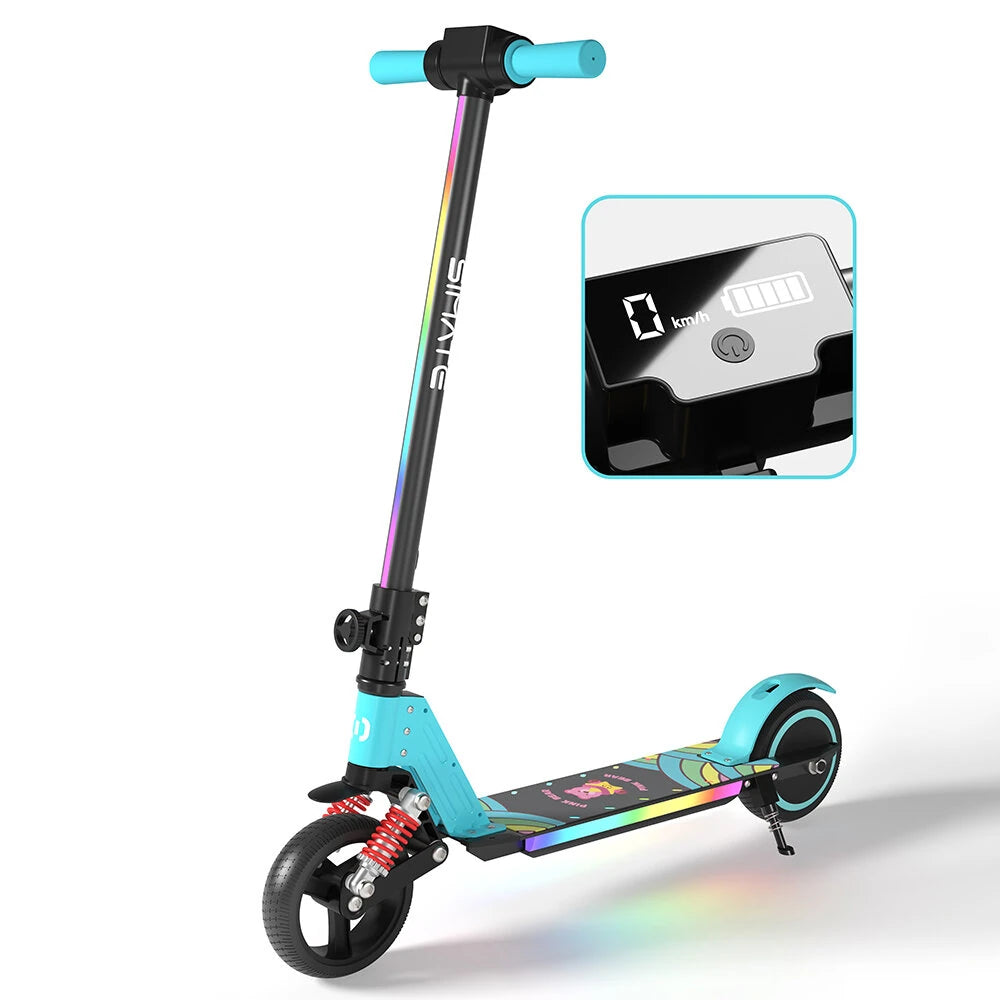 Kids Electric Scooter, 21.6V 2.5Ah, 130W Motor, Max Speed 14KM/H, 6.5in Folding Electric Scooter, 5-8KM Range, Max Load 70Kg Children Electric Scooter
