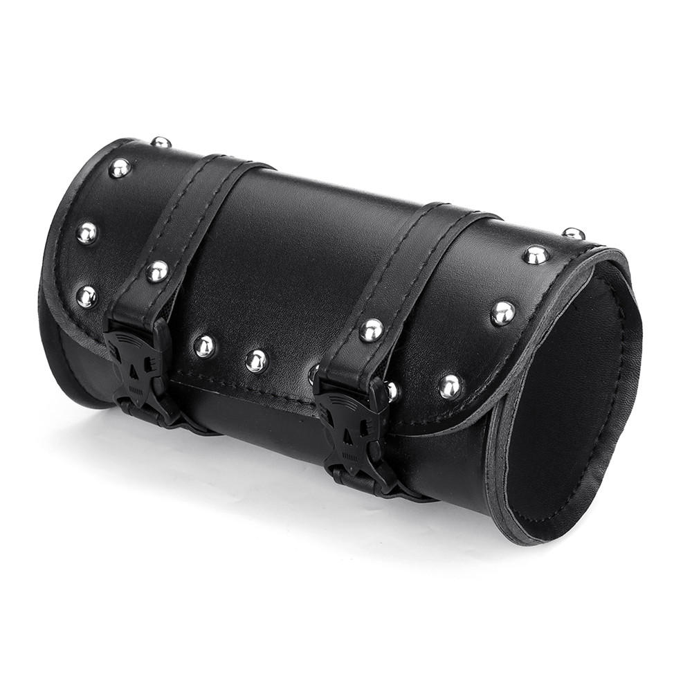Motorcycle Front Fork Tool Saddlebags Pouch Luggage Black Leather