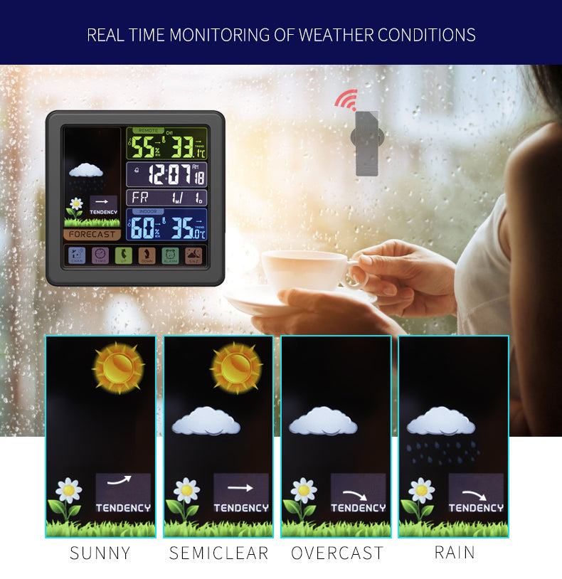 Wireless Touch Screen Weather Station Clock – Indoor/Outdoor Temp/Humidity, Atomic Time, Forecast, USB Charger, Snooze