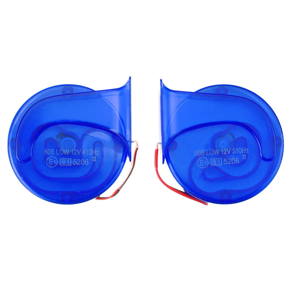 Pair 12V 110dB Universal Blue Super Loud Air Snail Horn For Car Van Motorcycle