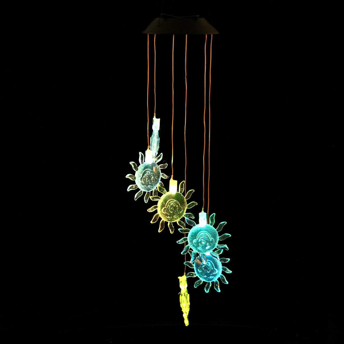 Color Changing LED Solar Powered Wind Chime Light Hanging Garden Yard Decor