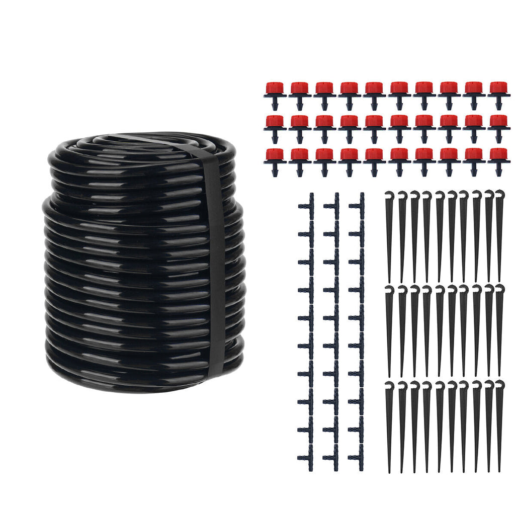 15/25M Adjustable Water Flow Irrigation Drippers Nozzle Barb Connector Kits Set Garden