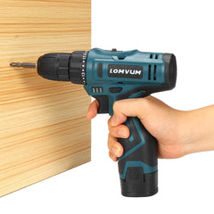 16.8V 3/8" Impact Drill 1350rpm 2 Speeds LED Cordless Drill Driver Kit w/ Li-Ion Battery & Charger