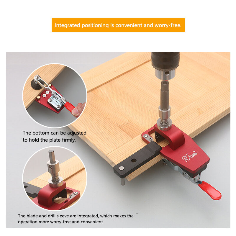 35mm Hinge Hole Opener - Durable Aluminum & Stainless Steel, Integrated Positioning, Easy to Use for Woodworking Projects
