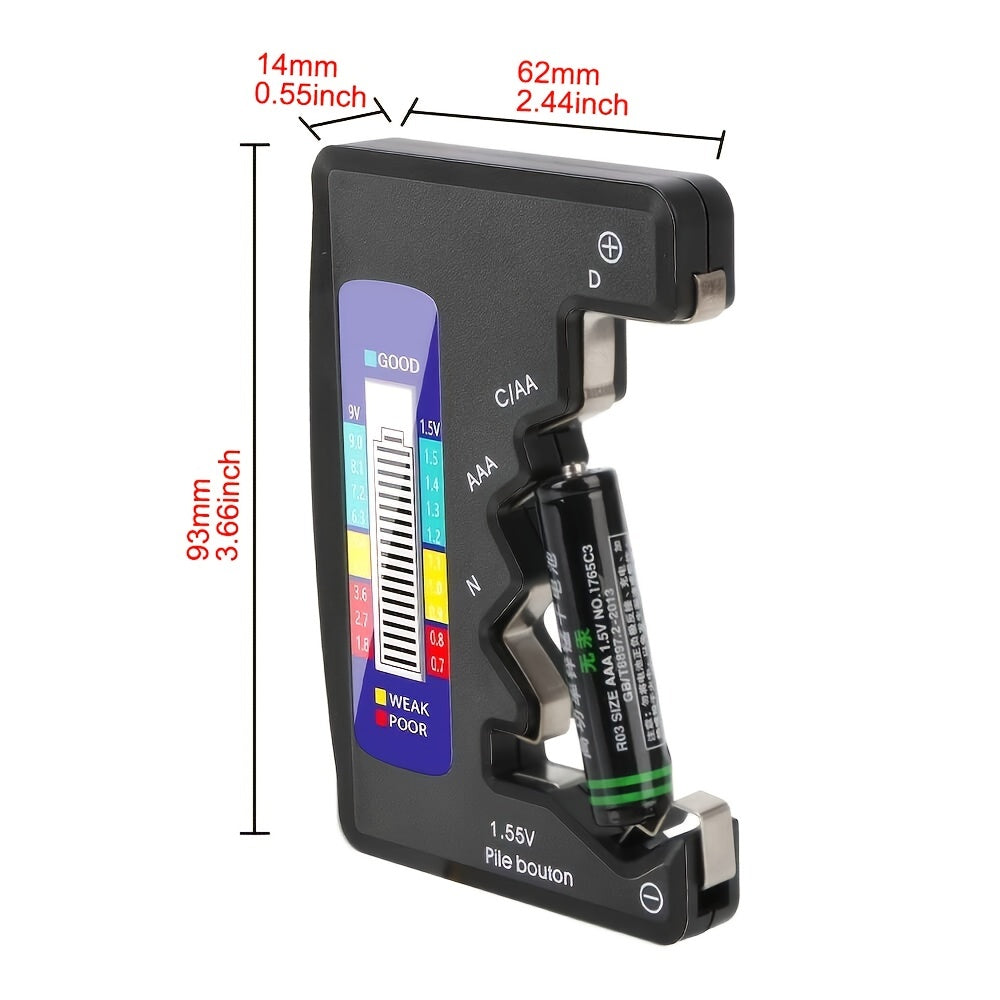 Battery Tester Digital LCD Display 9V 1.5V Capacitance Diagnostic Tool
