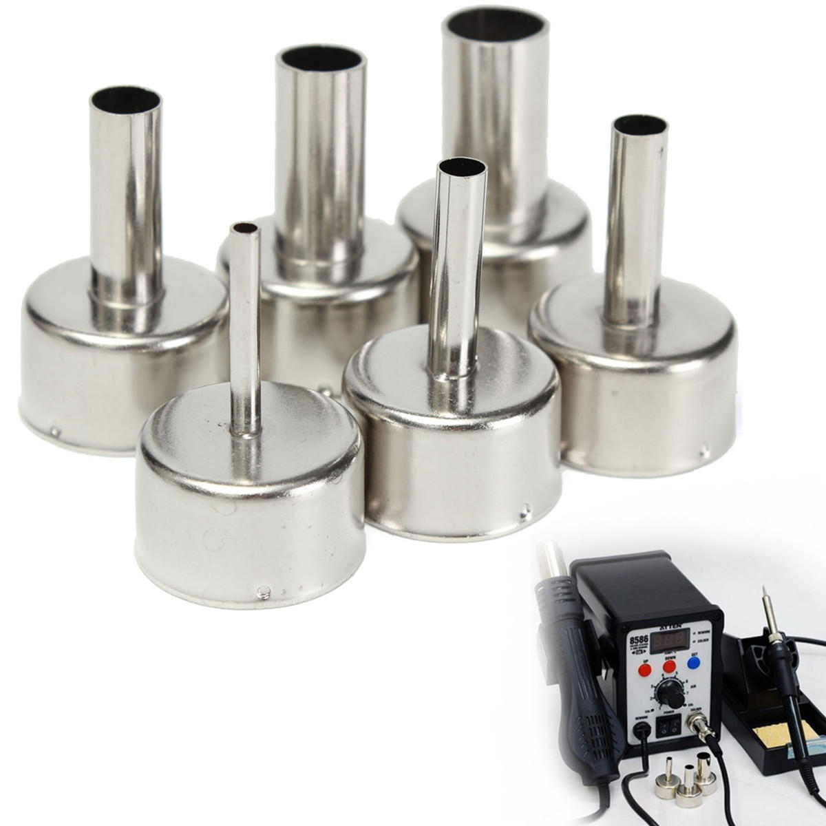 6Pcs 3/5/6/8/10/12mm Circular Nozzles For Hot Air Soldering Station 858A 858D