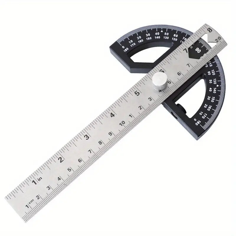 Woodworking Protractor Angle Gauge Ruler Tool - 8" & 12" Aluminum/ABS, Multi-Angle Measurement, Carpenter Essential