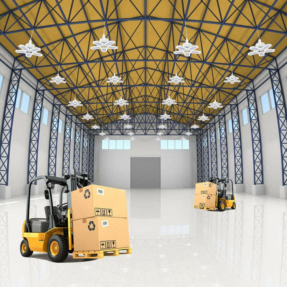 LED Garage Light E26/E27 Deformable Ceiling Light  Warehouse Lighting Bulb with 5 Adjustable Panels