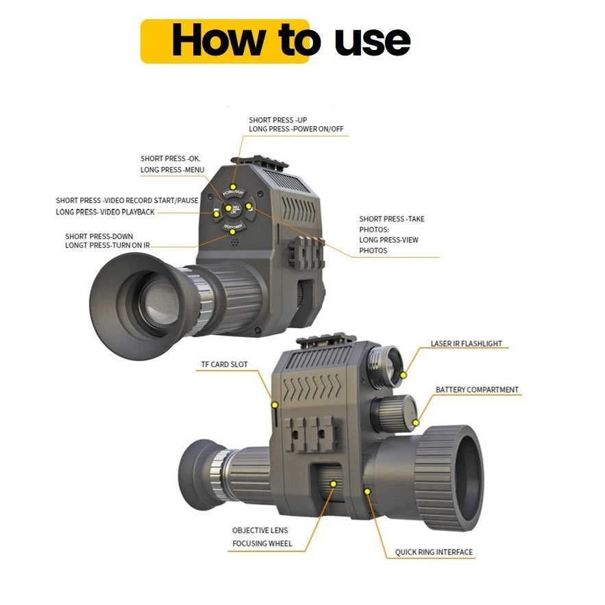 940 Plus Night Vision System with HD AMOLED Screen, DVR, and Scope Attachments for Hunting & Wildlife Observation