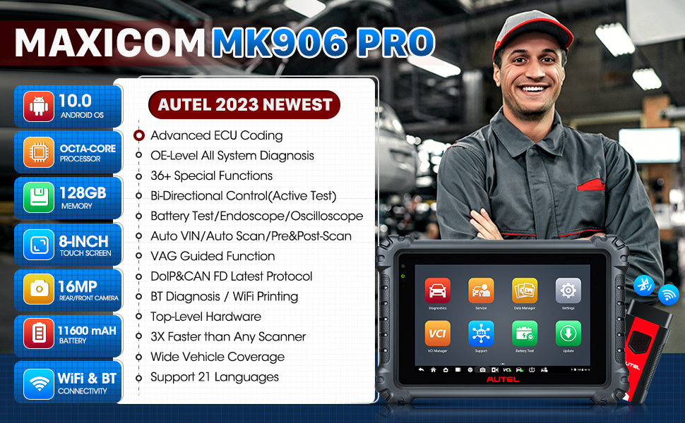 Car Diagnostic Tool OBD2 Bi-Directional Scanner All System Scan Tool ECU Coding Upgraded MK906BT MS906BT