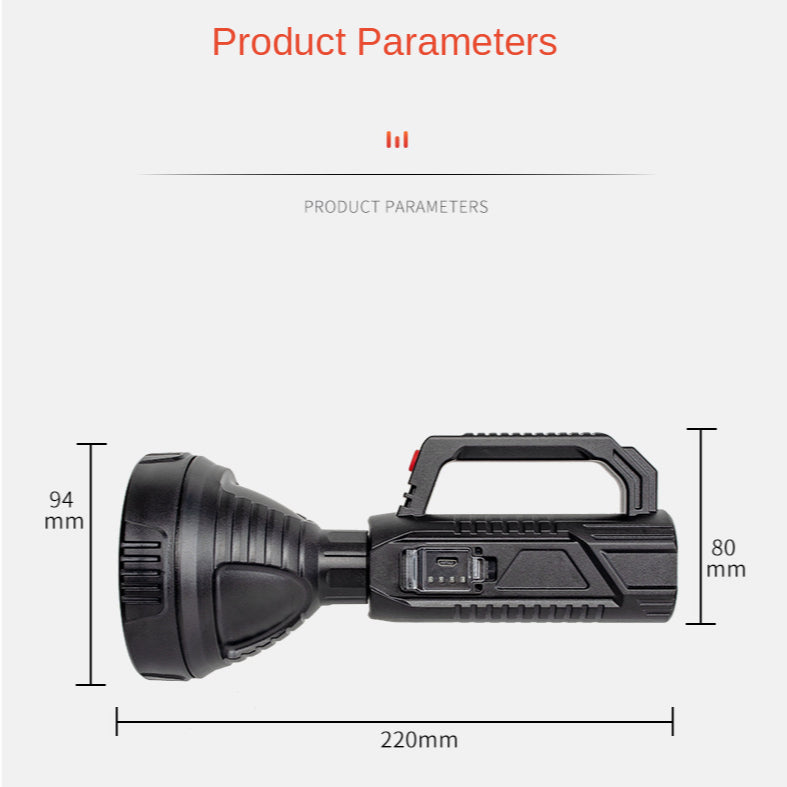 Portable Lamp Strong Light Handheld Searchlight LED Outdoor Lighting Camping Long-shot Rechargeable Built-in Battery Flashlight