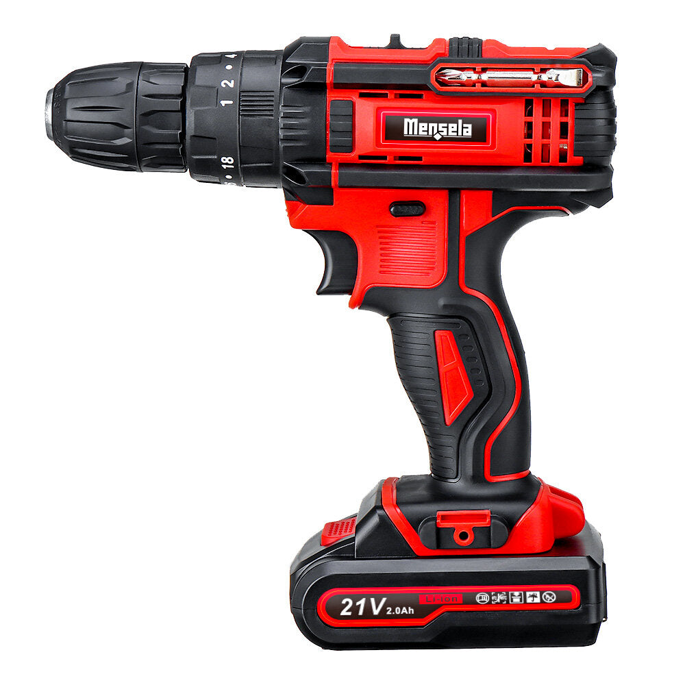 21V 3 In 1 Cordless Drill Power Drill Driver Hammer Combo Kit Double Speed with LED lighting 2Pcs 2.0Ah Battery