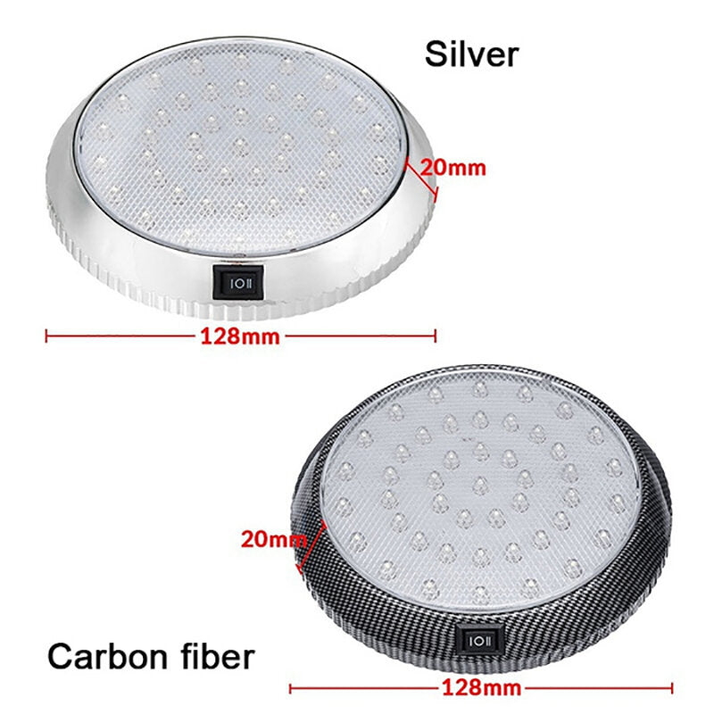 46LED Car Round Ceiling Dome Roof Light DC12V Interior Light Lamp On/Off Switch