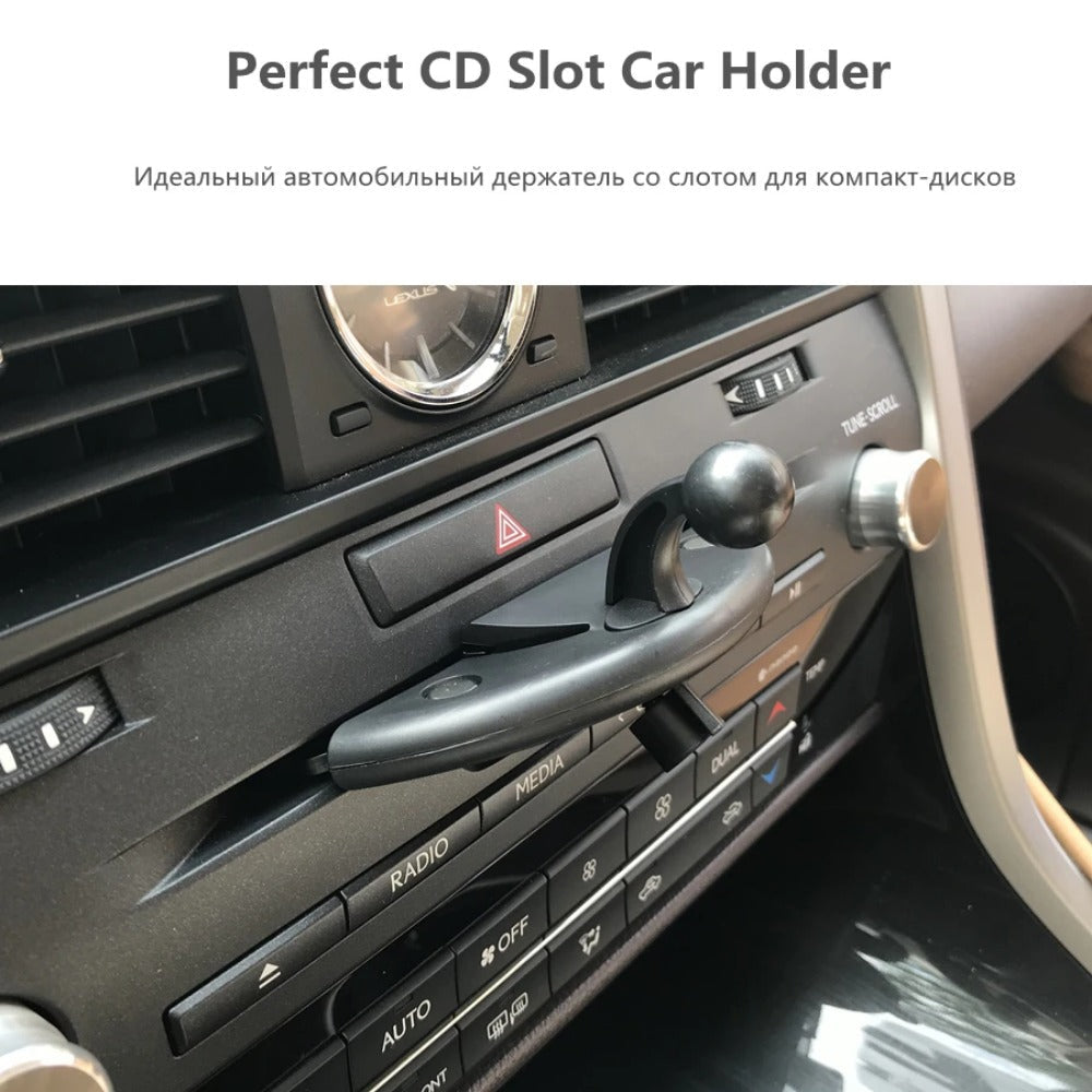 Universal CD Slot Gravity Car Holder - Premium ABS, One-Hand Operation, Super Strong, Silver, Fits All Mobile Phones